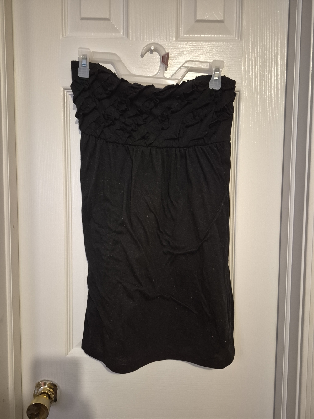 Black Strapless Ruffle Tube Dress